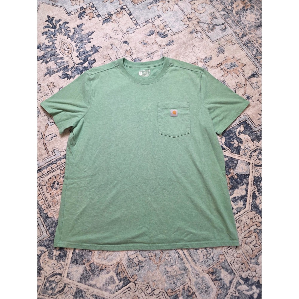 Carhartt Men 1X XL Loose Fit Heavyweight Front Pocket Green Short Sleeve T-Shirt